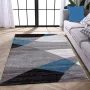 Flycarpets Verona Modern Vloerkleed Blauw Grijs Zwart Laagpolig Woonkamer Loper 80x150 cm - Thumbnail 3