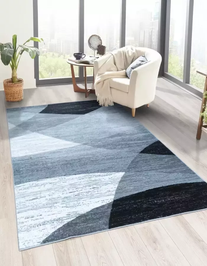 Flycarpets Verona Modern Vloerkleed Grijs Zwart Laagpolig Carpet Woonkamer 120x170 cm