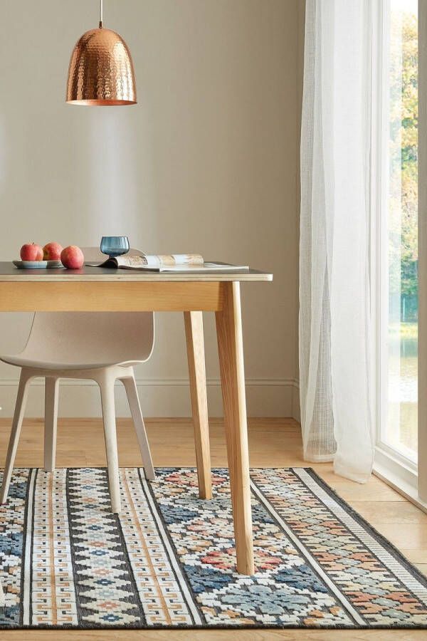 Flycarpets Vintage Vloerkleed Aster Laagpolig Binnen & Buitenkleed Navy 120x170 cm