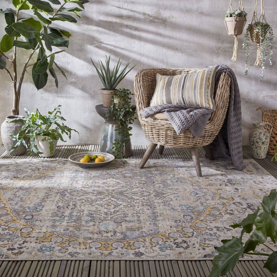 Flycarpets Vintage Vloerkleed Louisa Laagpolig Binnen & Buitenkleed Multi 120x170 cm