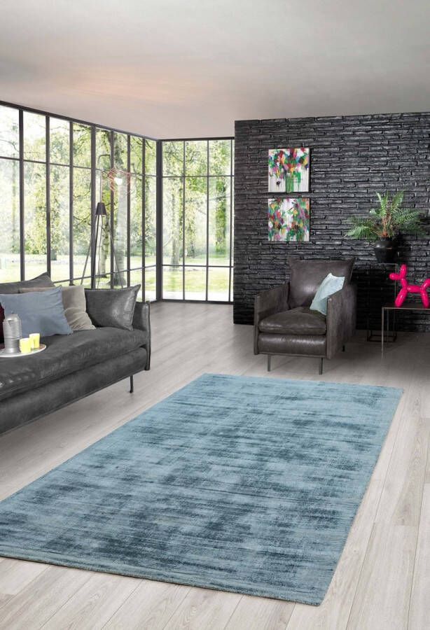 Flycarpets Lumbini Effen Viscose Zilver vloerkleed Handgeweven 160 X 230 CM - Foto 2