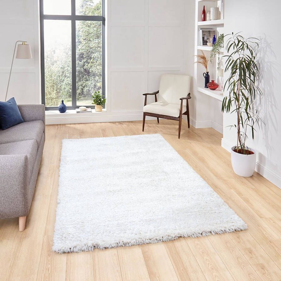 Flycarpets Wenen Hoogpolig Effen Recyled 5Cm Poolhoogte Vloerkleed Creme 160x230 cm