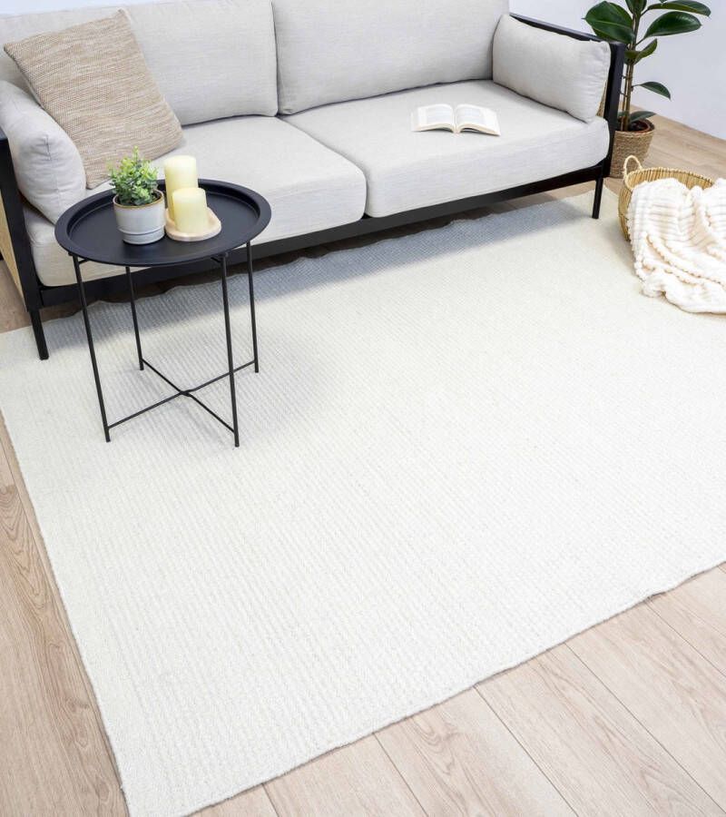 Flycarpets Serenity Wollen HANDGEWEVEN Vloerkleed Crème 200x300 cm