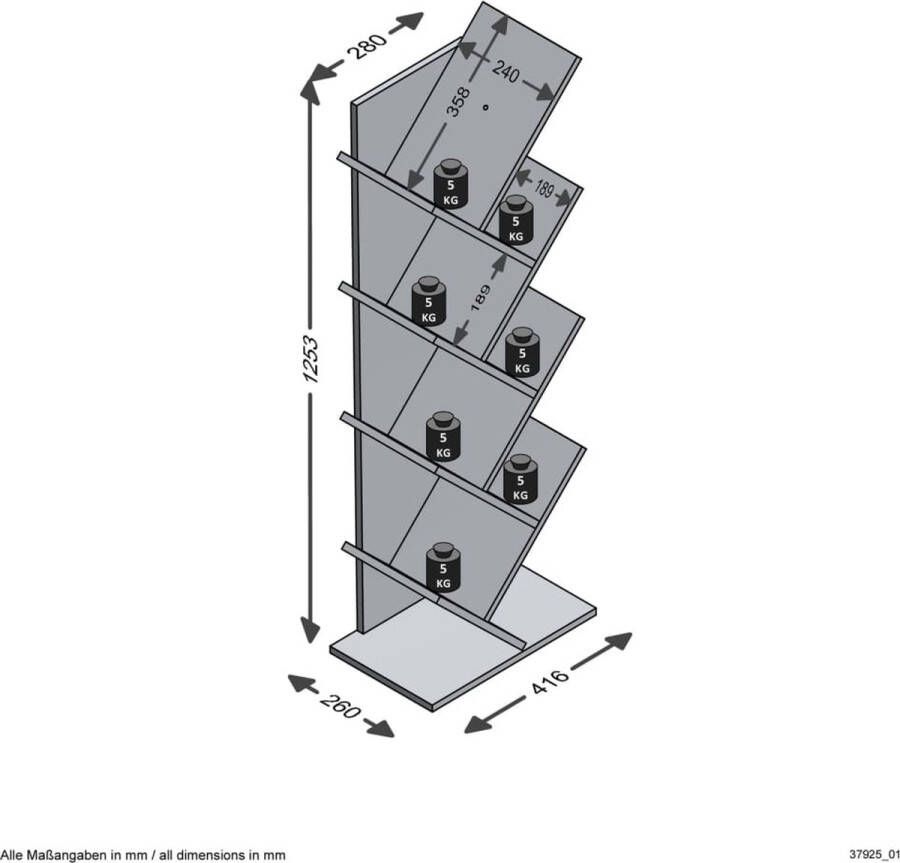 FMD -Boekenplank-staand-geometrisch-eikenkleurig - Foto 3