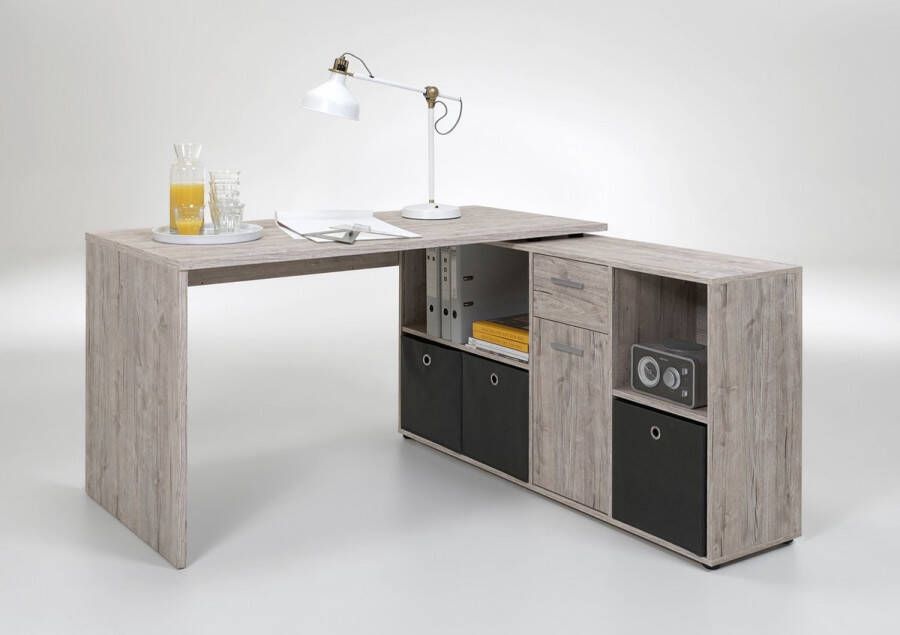 FMD Bureau d'Angle Modulable avec Caisson Tiroir et Étagères de Rangements Lex - Foto 16