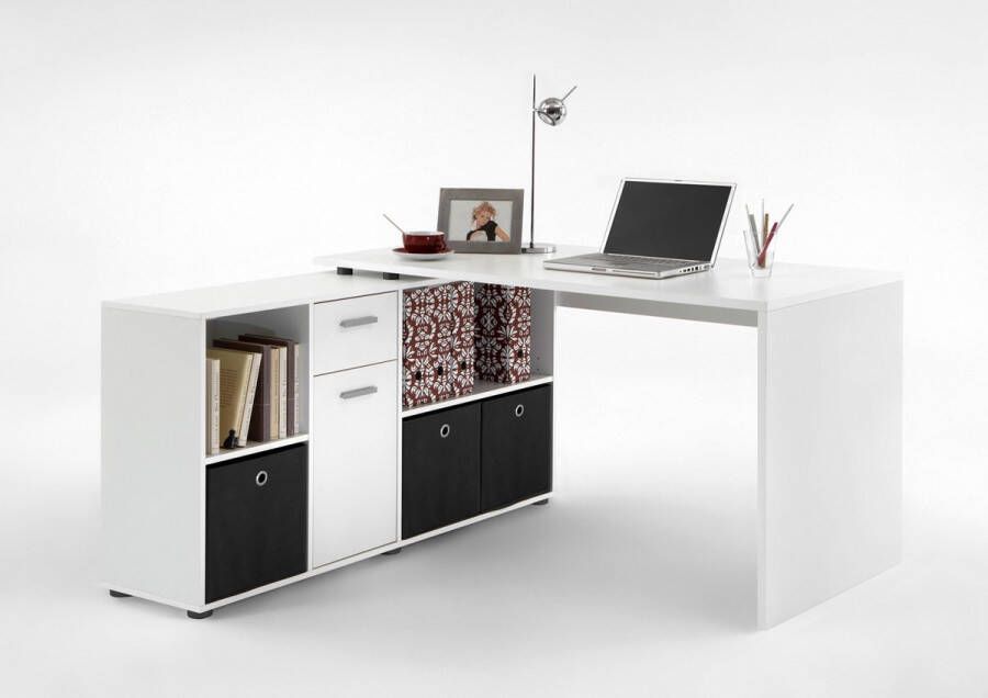 FMD Hoekbureau Lexo Bureau dressoir veel opbergruimte aan beide zijden te monteren 136 205 cm - Foto 4