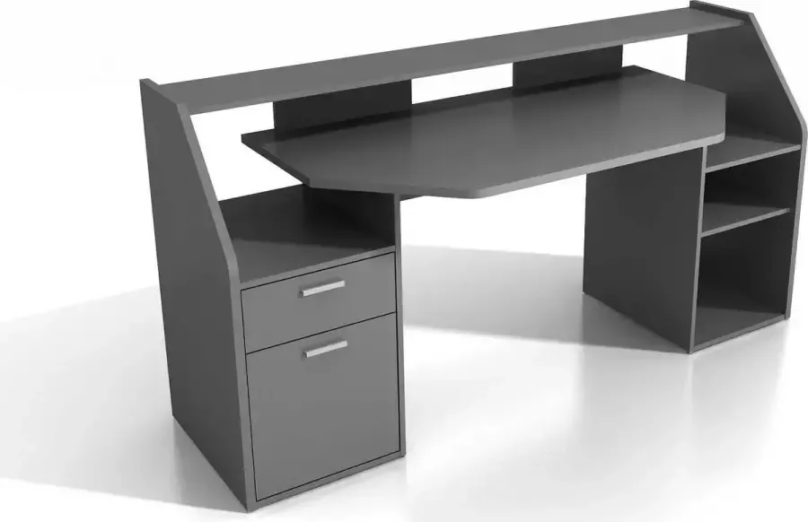 FMD Gamingtafel Zocker 1 modern bureau met planken Breedte 180 cm veel opbergruimte Made in Germany - Foto 6