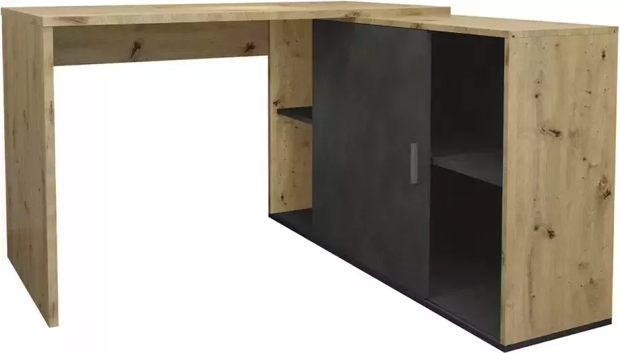 FMD EMOB Hoekbureau Vaiana wit zwart Kantoor outlet Wit Spaanplaat Kantoor outlet Op voorraad - Foto 2