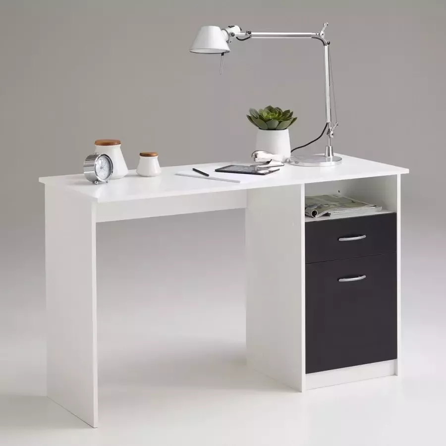 LuxeLivin' Bureau met 1 lade 123x50x76 5 cm wit en zwart