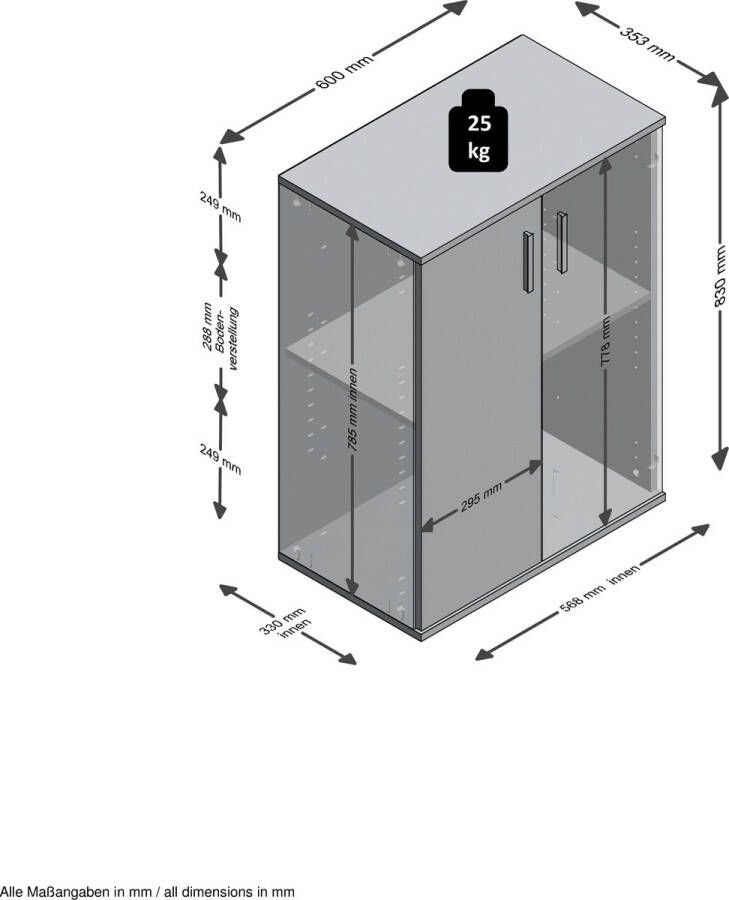 FMD Kast met 2 deuren wit en grijs - Foto 2