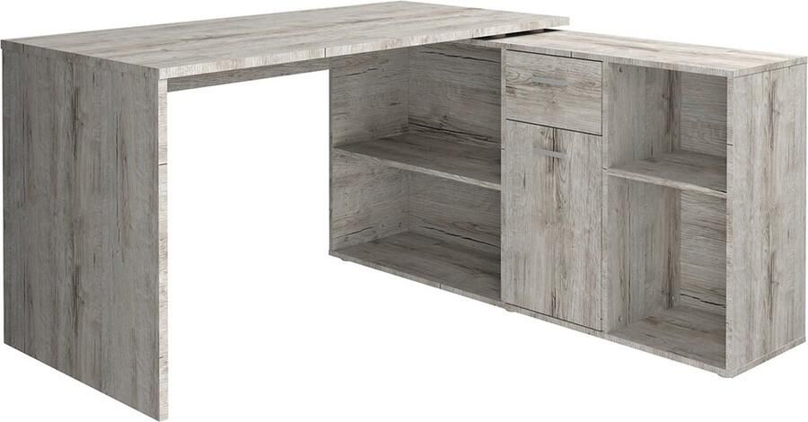 FMD Bureau d'Angle Modulable avec Caisson Tiroir et Étagères de Rangements Lex - Foto 17