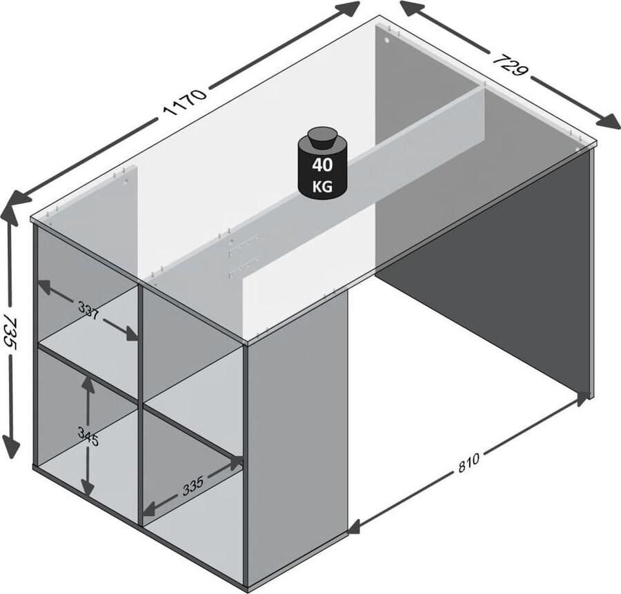 FMD Bureau Droit avec Étagères Latérales L117cm Gent - Foto 3