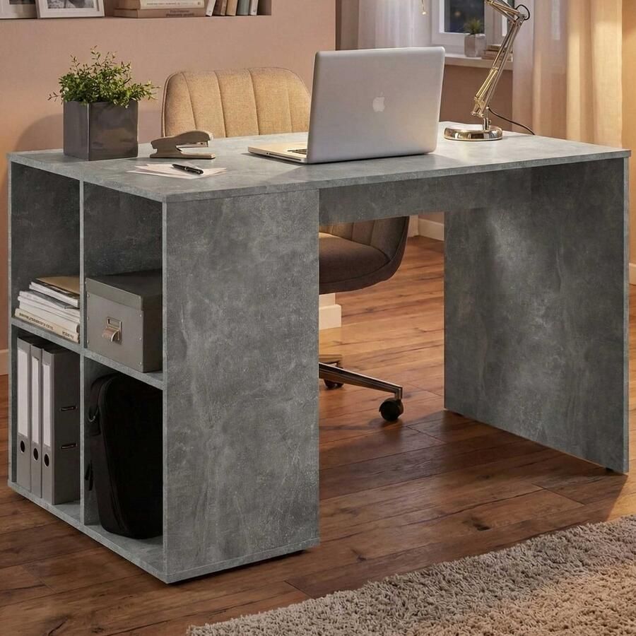 FMD Bureau Droit avec Étagères Latérales L117cm Gent