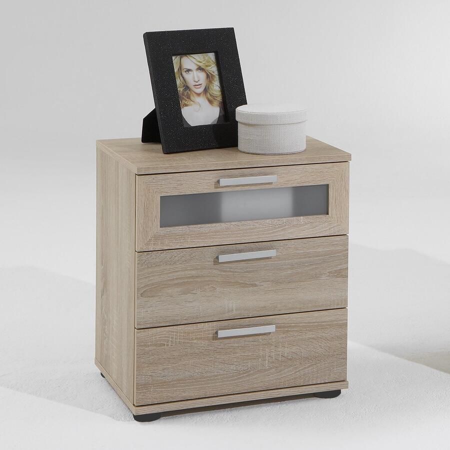 FMD Prolenta Premium Nachtkastje met 3 lades eikenkleurig