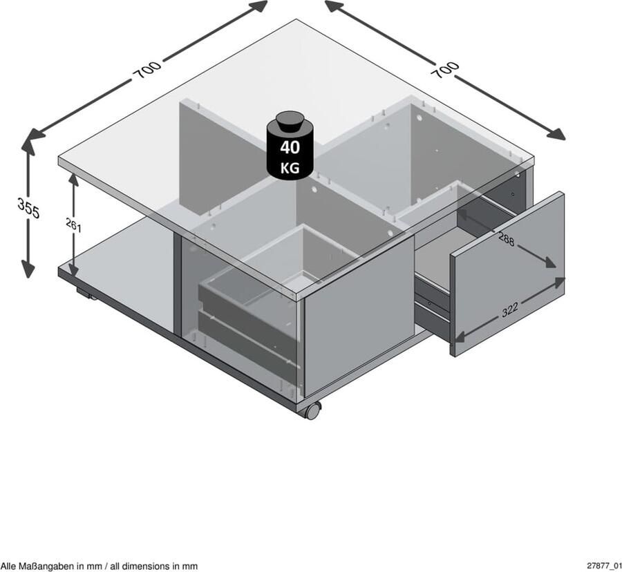 FMD Salontafel verrijdbaar old style bruin - Foto 3
