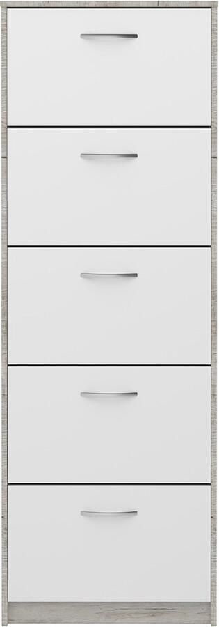 Merkloos Schoenenkast Step 17 x 58 5 x 168 5 cm melamine wit