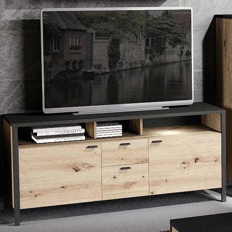 CaliCosy FMD- TV Meubel Tv-meubel In-Loft 164cm Bruin; Zwart - Foto 2