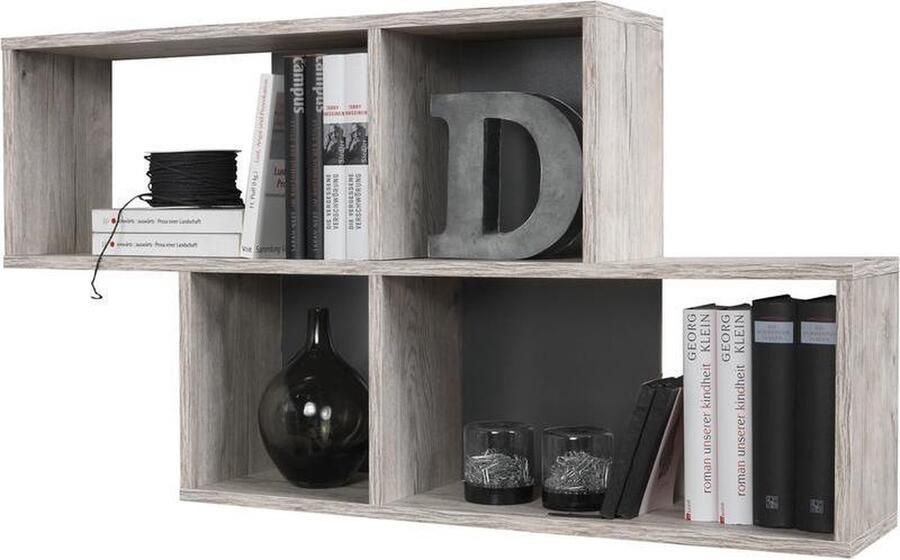 Leen Bakker Wandrek Nora eikenkleur antraciet 53x100x19 5 cm