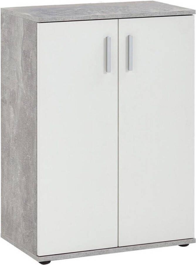 FMD Kast met 2 deuren wit en grijs