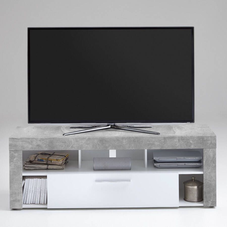 FMD TV Meubel Tv-meubel Vidi 150cm Wit; Grijs; Betonlook - Foto 1