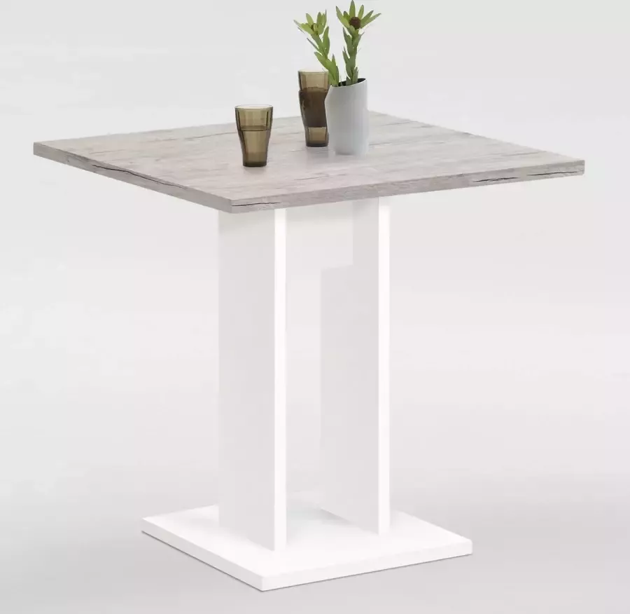 LuxeLivin' FMD Eettafel 70 cm zandeikenkleurig en wit - Foto 4