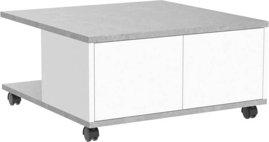 FMD Salontafel verplaatsbaar 70x70x35 5 cm grijskleurig glanzend wit - Foto 10