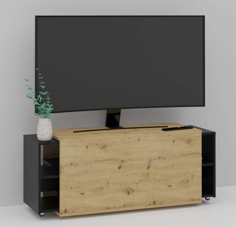 FMD -TV-meubel-194 5x39 9x49 2-cm-artisan-eiken-en-zwart - Foto 1
