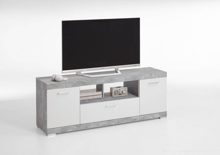 FMD TV Meubel Tv-meubel Cristal 160cm Wit; Grijs; Betonlook - Foto 1