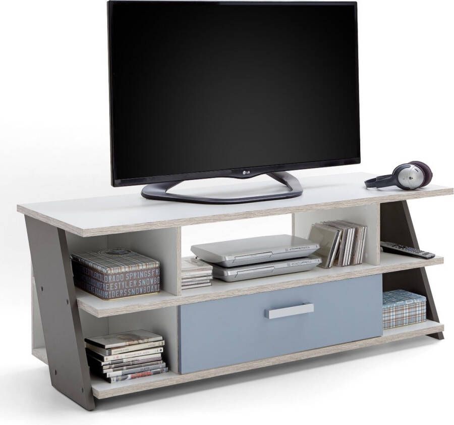 FMD TV Meubel Tv-meubel Nano 135cm Wit; Blauw; Grijs - Foto 1