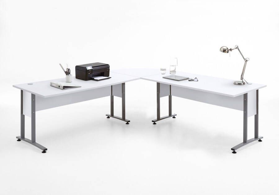 FMD EMOB Verbindingsstuk bureau Gabi hoogglans wit Kantoor outlet Wit Spaanplaat Kantoor outlet Op voorraad