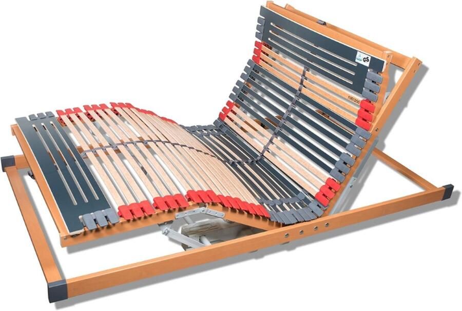 FMP Matratzenmanufaktur Rhodos EL Lattenbodem 100 x 200 cm Elektrisch Verstelbaar met 7 Zones Hoof en Voeteneinde 44 Latten Middenband