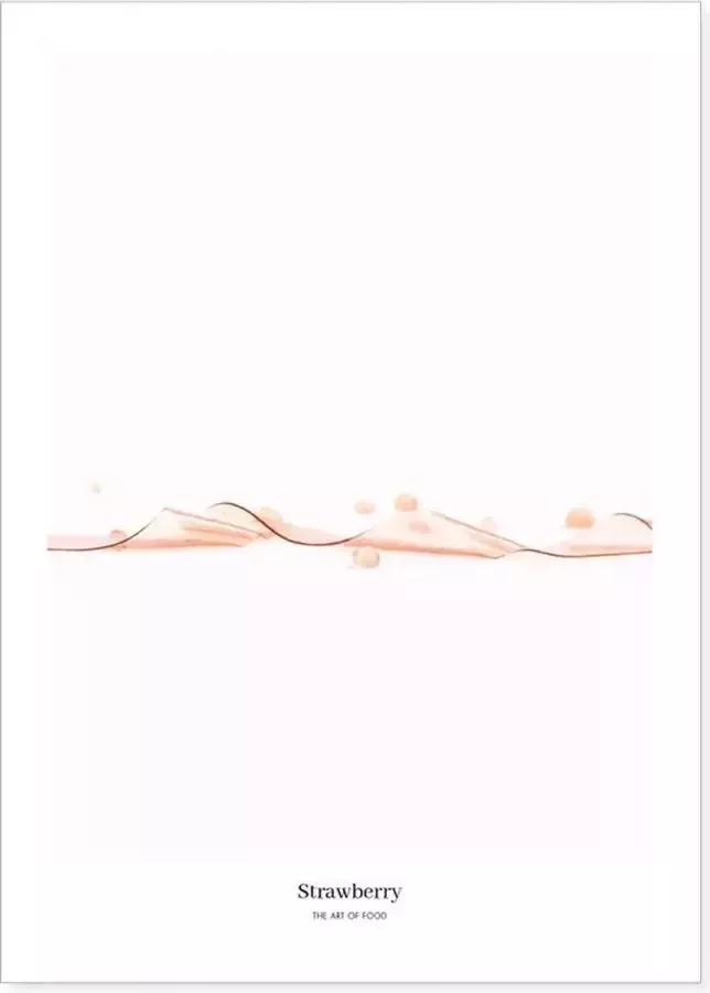 Foodbrusher Food art print poster met tagliatelle en parels van aardbeien Limited Edition Voor in de keuken of woonkamer Perfecte wanddecoratie voor in een Scandinavisch interieur of boven de eettafel in de eetkamer| 30x40