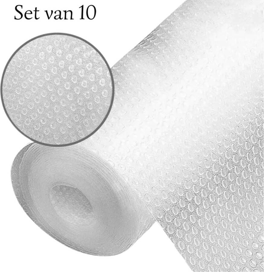 Fop en Bij 10x Antislipmat transparant 150x50 cm Keukenlade beschermer Ondertapijt Mat voor bescherming Antislip kast Anti slip mat Lade bescherming Badkamer