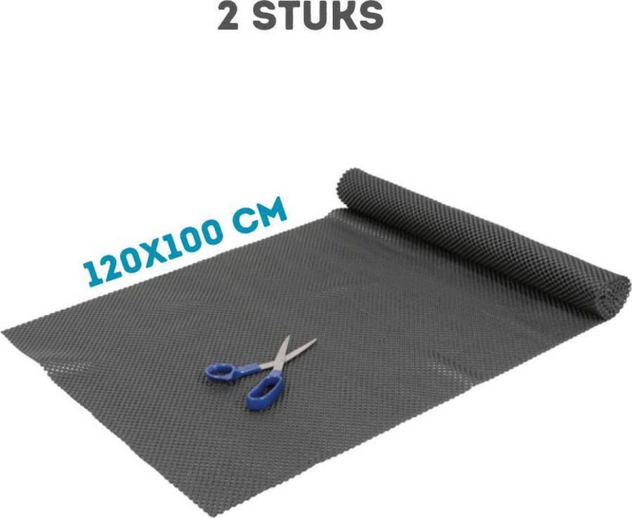 Fop en Bij 2x Antislipmat 120x100cm Zwart Kasten en keukenlades Antislip ondertapijt Badkamer mat Badmat douche