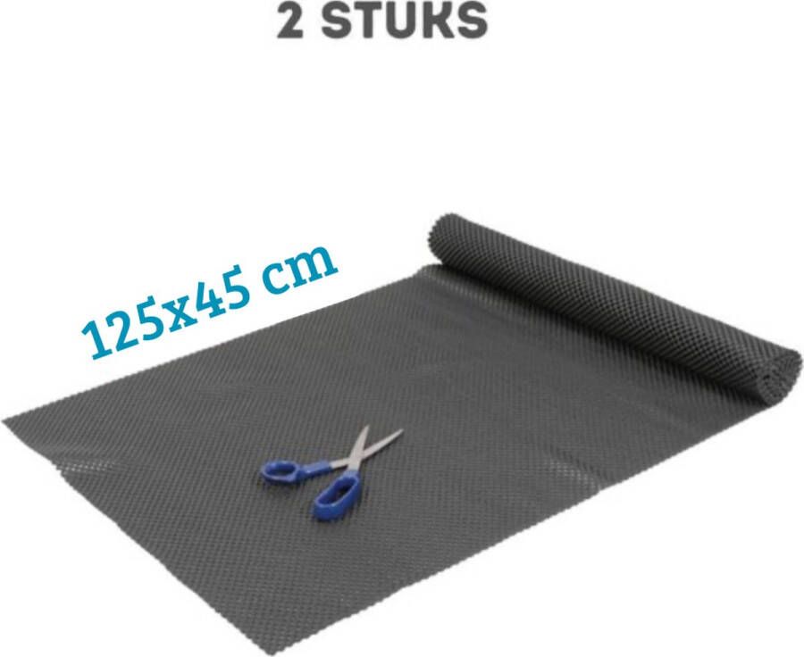 Fop en Bij 2x Antislipmat 120x100cm Zwart Kasten en keukenlades Antislip ondertapijt Badkamer mat Badmat douche