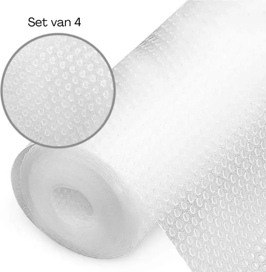 Fop en Bij 4x Antislipmat transparant 150x50 cm Keukenlade beschermer Ondertapijt Mat voor bescherming Antislip kast Anti slip mat Lade bescherming Badkamer