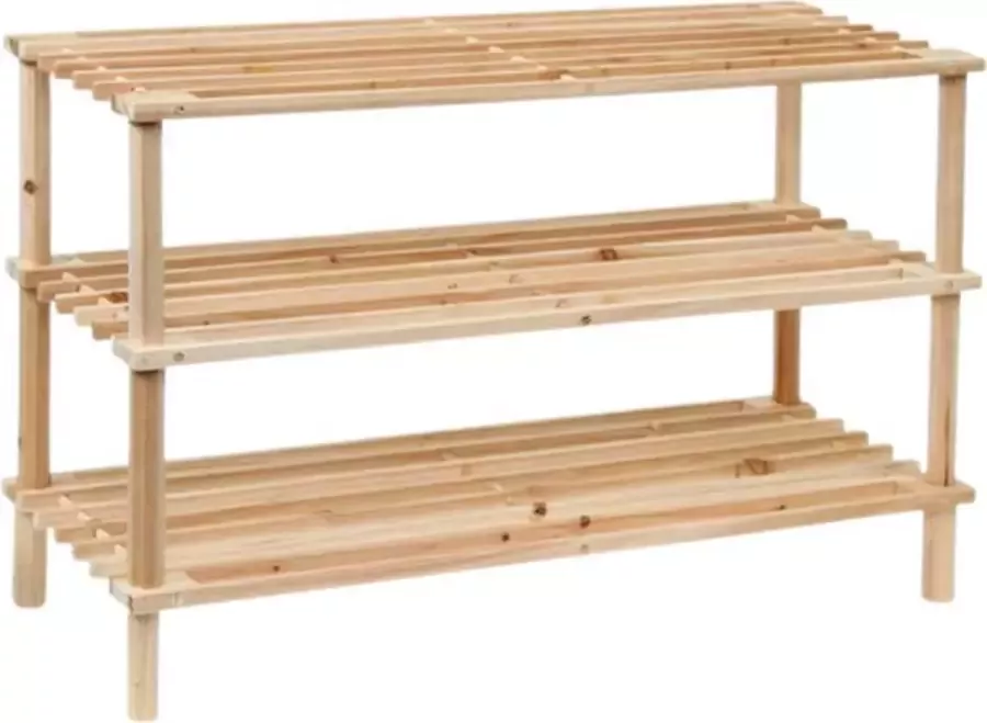 Fop en Bij Schoenenrek hout 3 laags Schoenenkast Landelijk Organizer