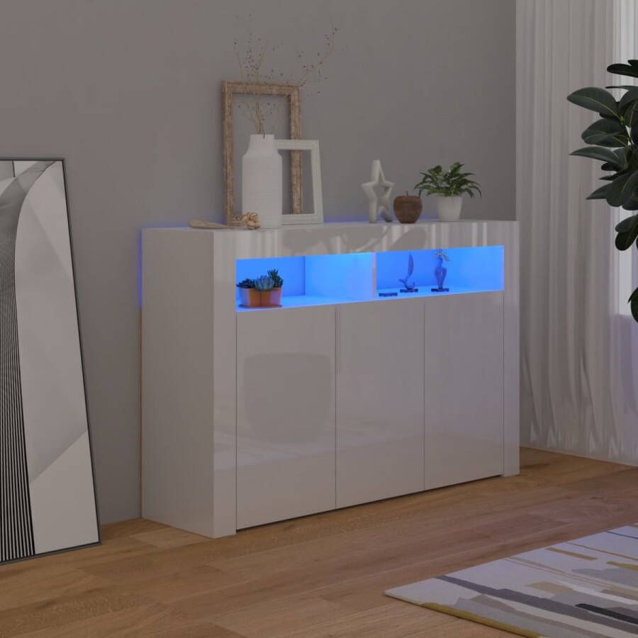 For You Prolenta Premium Dressoir met LED-verlichting 115 5x30x75 cm hoogglans wit