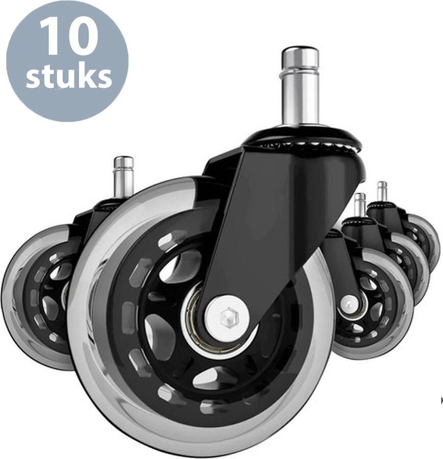 ForDig Bureaustoel Wieltjes (10 stuks) Bureaustoelwielen Zwenkwielen 11mm Werken zonder Vloerbeschermer