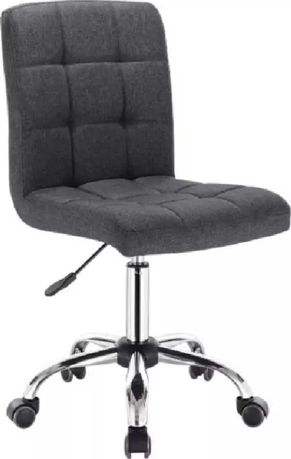 ForeverGoodies Bureaustoel Linnen Zonder Armleuning Met Wieltjes & In Hoogte Verstelbaar Linnen Stoel 42 5x41x91 Donkergrijs