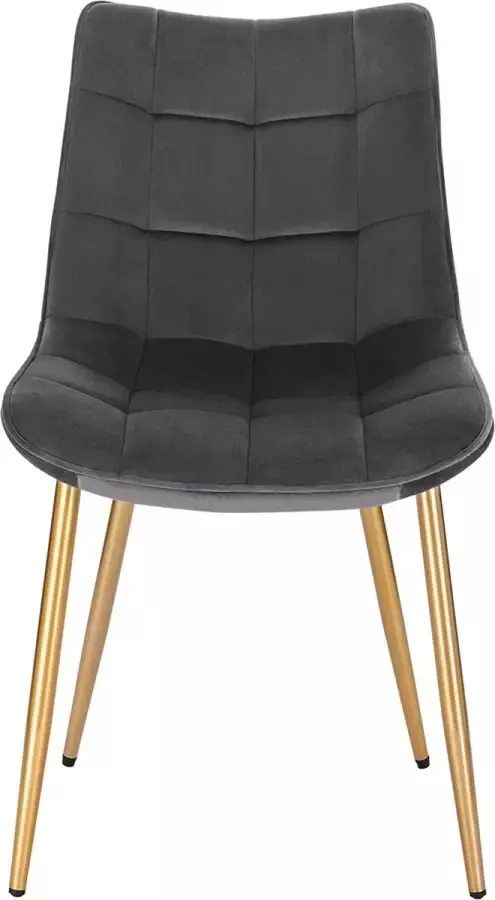 ForeverGoodies Eetkamerstoelen Grijs Velvet 2 Stuks – Make Up Stoel Fluweel Grijs – 46.5 x 42 cm– Keukenstoelen