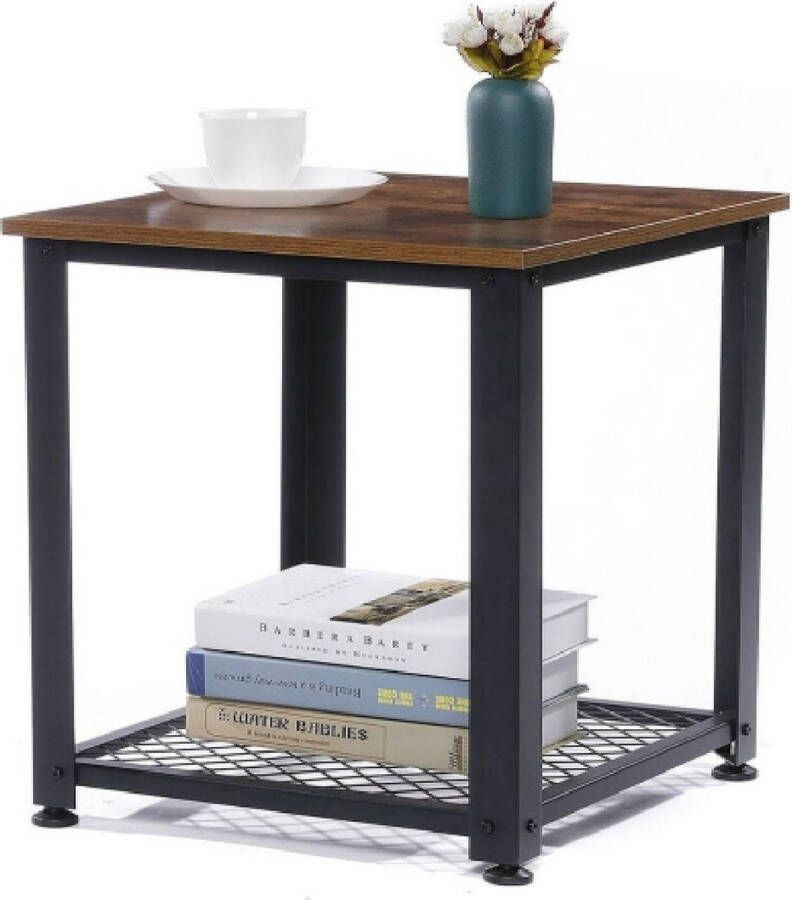 ForeverGoodies Vintage Tafel Tafeltje Tafel Vintage Salontafel Hout Bijzettafel Metaal