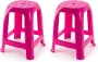 Forte Plastics 2x stuks opstap krukje keukenkrukje verhoger opstapjes fuchsia roze 37 x 37 x 46 5 cm Keuken badkamer kasten opstapjes of krukjes zitjes - Thumbnail 1
