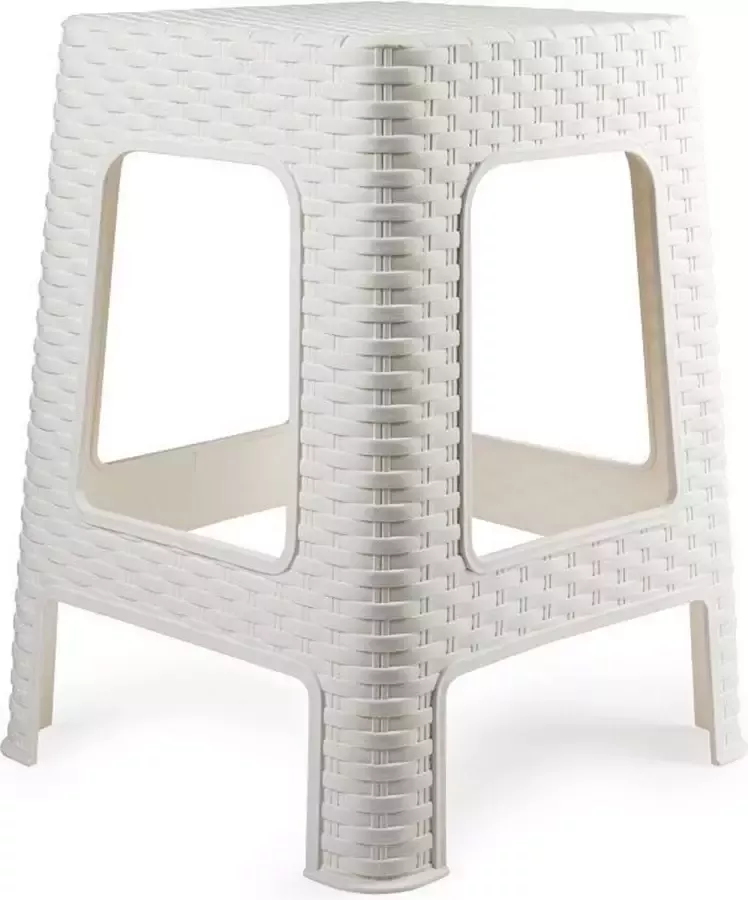 Forte Plastics Kunststof opstapje krukje in het wit 36 x 36 x 45 cm Keuken badkamer slaapkamer handige krukjes opstapjes