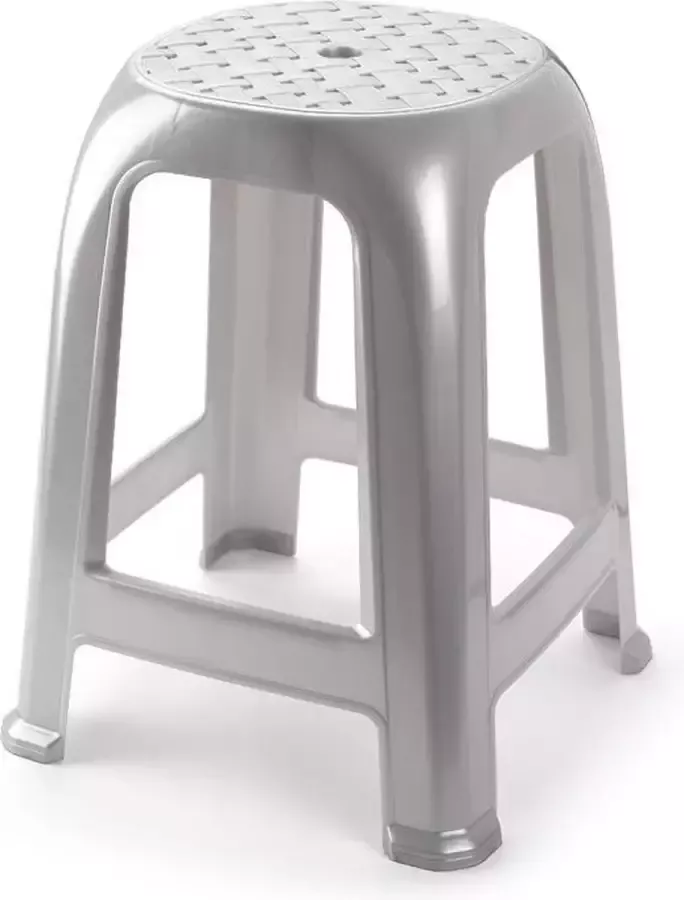 Forte Plastics Zilver krukje keukenkrukje opstapje 46 5 cm Keuken badkamer krukjes zitjes - Foto 1