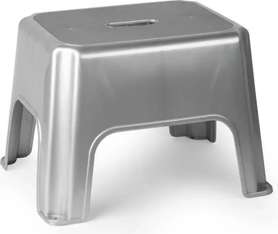 Forte Plastics Zilveren keukenkrukjes opstapjes 40 x 30 x 28 cm Keuken badkamer kasten opstap verhoging krukjes opstapjes - Foto 1