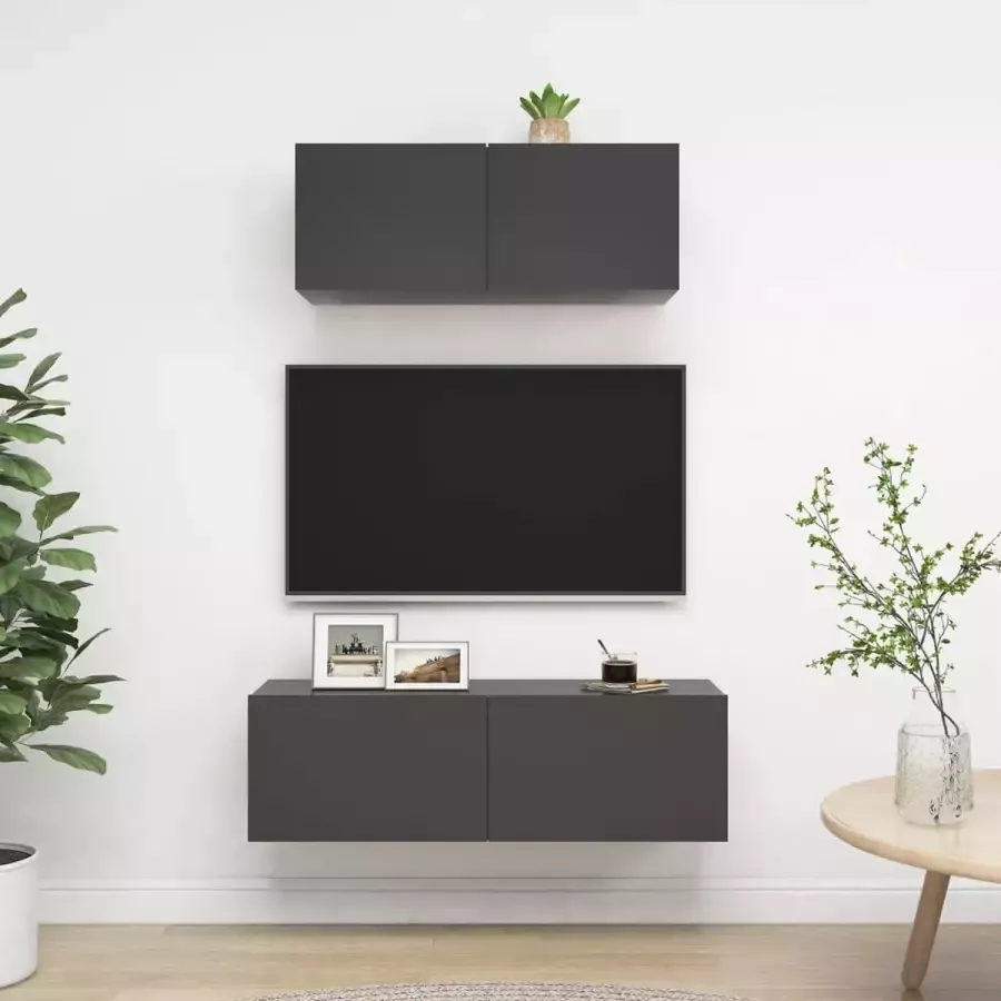 ForYou Prolenta Premium 2-delige Tv-meubelset spaanplaat grijs