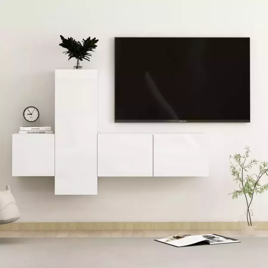 ForYou Prolenta Premium 3-delige Tv-meubelset spaanplaat hoogglans wit