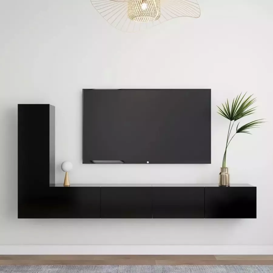 ForYou Prolenta Premium 3-delige Tv-meubelset spaanplaat zwart