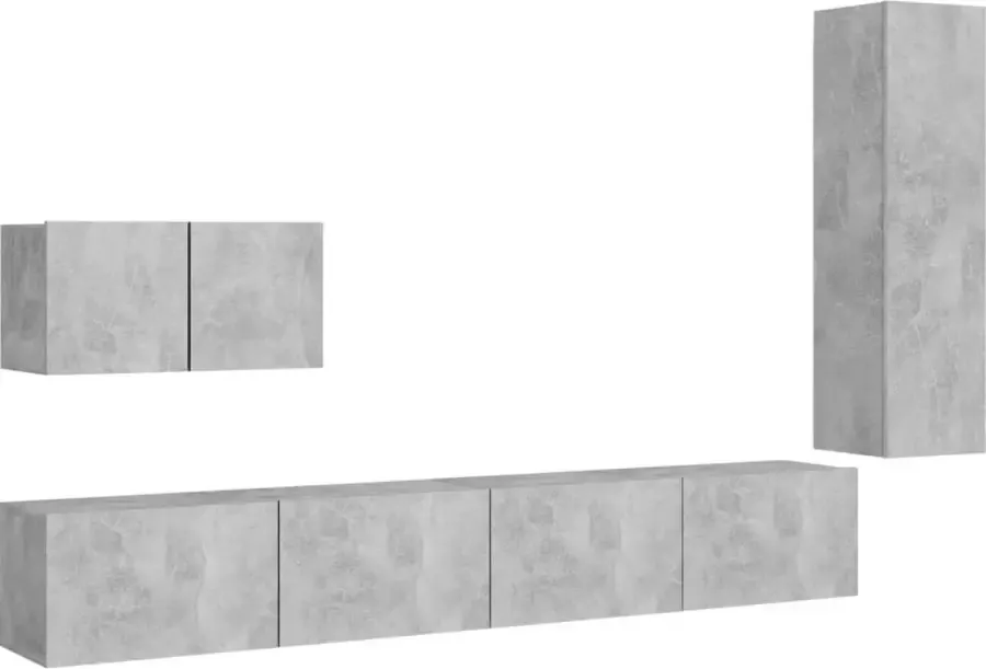 ForYou Prolenta Premium 4-delige Tv-meubelset spaanplaat betongrijs